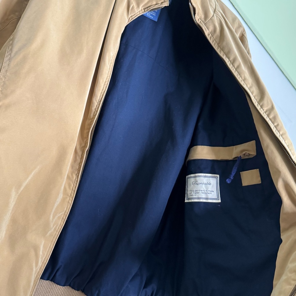 Facconable Men’s Water Resistant Bomber Jacket Tan Color Cotton Wool Blend Small - Picture 12 of 16